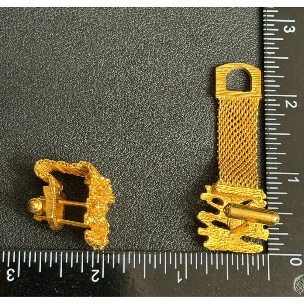 Vintage SWANK Brutalist Cufflinks Gold Tone Nugget